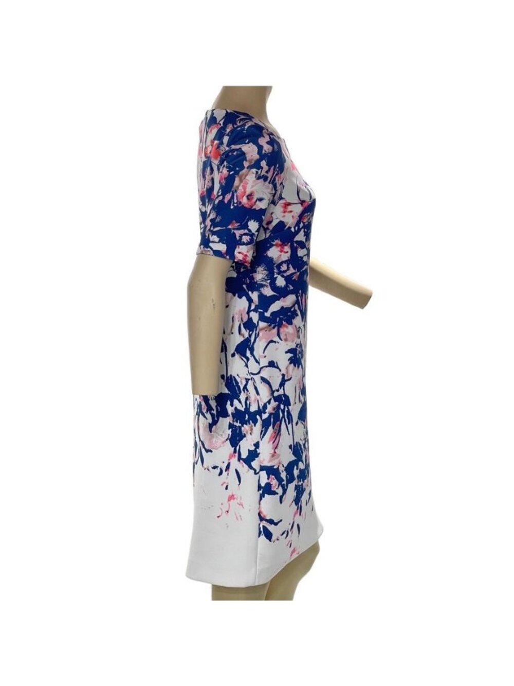 Alex Marie Floral Print Sheath Dress Size 4 Blue & Pink Short Sleeve Knee-Length - Picture 11 of 13